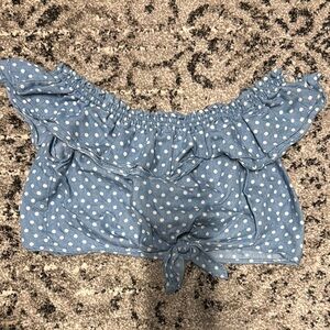 Blue Polka Dot Ruffle top